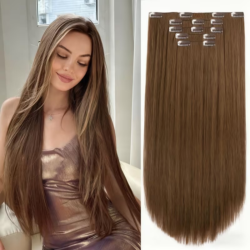 20-Inch Medium Brown Clip-In Hair Extensions