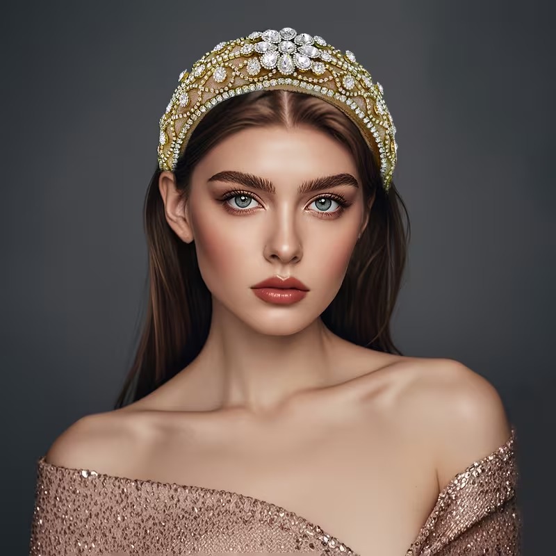 Luxurious Baroque Rhinestone Padded Headband